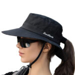 Alexvyan Women Black Solid Sun Hat