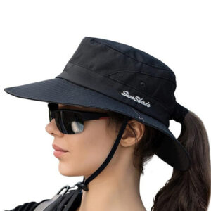 Alexvyan Women Black Solid Sun Hat