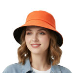Alexvyan Women Orange Solid Bucket Hat