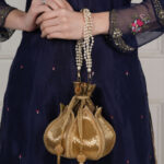 Anouk Embellished Lotus Shaped Potli Clutch