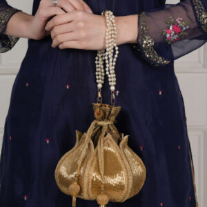 Anouk Embellished Lotus Shaped Potli Clutch
