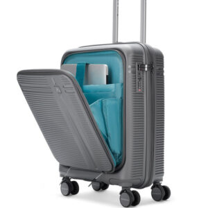 Aristocrat Unisex Solana Grey Small Hard Luggage 53cm Cabin Trolley Laptop Compatible