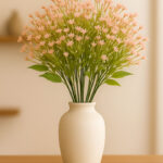 ARTSY Orange & Green 2 Pieces Gypsophilia Artificial Flowers