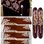Aura 7-Pcs Printed Fridge Top Cover With Handle Covers & Mats