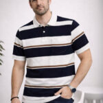 Austin wood Men Striped Polo Collar Pockets T-shirt