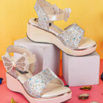 BAESD Girls Embellished Open Toe Wedge Heels