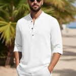 Bellstone Men Mandarin Collar Straight Short Kurta