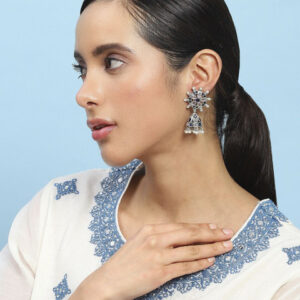 Biba Artificial Stones Studded And Beads Dome Shaped Jhumkas