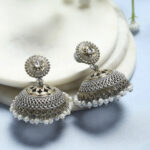 Biba Artificial Stones Studded And Beads Dome Shaped Jhumkas