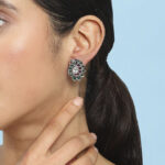 Biba Artificial Stones Studded Peacock Shaped Studs