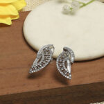 Biba Brass Silver Plated Contemporary Shaped Studs Earrings