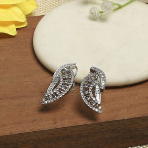 Biba Brass Silver Plated Contemporary Shaped Studs Earrings