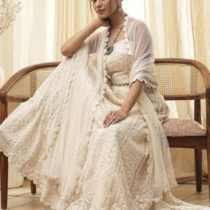 Biba Embroidered Mirror Work Ready To Wear Lehenga With Blouse & Dupatta