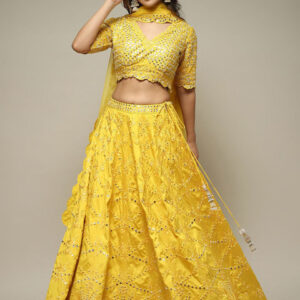 Biba Embroidered Sequinned Ready to Wear Cotton Lehenga & Blouse With Dupatta