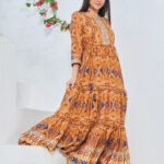 Biba Ethnic Motifs Printed Fit & Flare Tiered Cotton Ethnic Dress