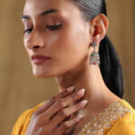Biba Geometric Jhumkas Earrings