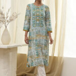 Biba Geometric Printed Keyhole Neck Straight Kurta