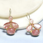 Biba Gold-Plated Artificial Stones Studded Floral Shaped Drop Earrings