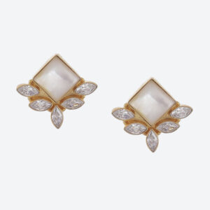 Biba Gold Plated Contemporary Stone Studded Studs Earrings