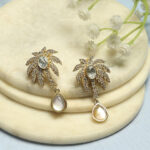 Biba Gold-Plated Rhinestone Studded Contemporary Drop Earrings
