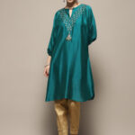 Biba Keyhole Neck Thread Work Straight Kurta