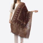 Biba Maroon & Brown Ethnic Motifs Woven Design Dupatta