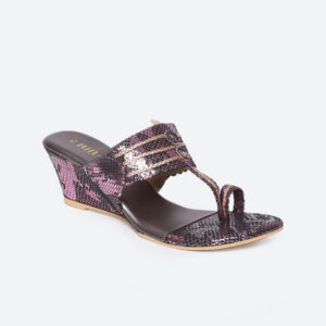 Biba Purple & Black Printed Work Wedge Sandals