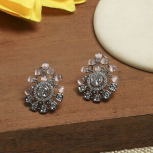 Biba Silver-Plated Artificial Stones And Beads Beaded Contemporary Shaped Studs