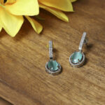 Biba Silver-Plated Contemporary Stone Studded Drop Earrings