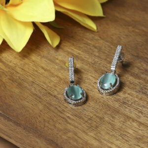 Biba Silver-Plated Contemporary Stone Studded Drop Earrings