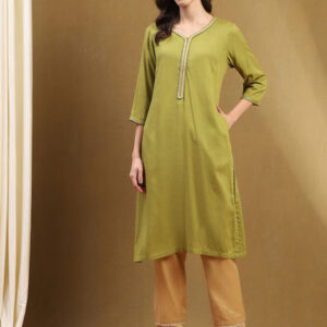 Biba V-Neck Regular Straight Kurta