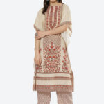 Biba Women Beige Ethnic Motifs Printed Kaftan Kurta Set