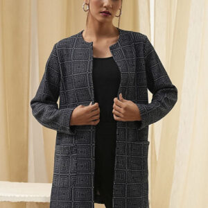 Biba Women Collarless Self Design Casual Tailored Jacket