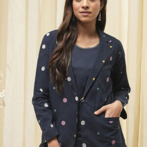 Biba Women Fashion Conversational Printed Cotton Tailored Jacket with Inner