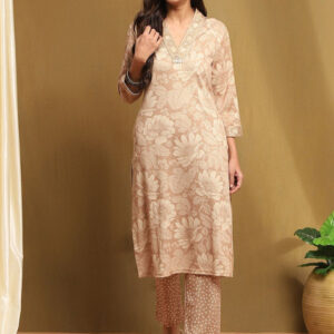 Biba Women Floral Printed Regular Kurta with Trousers