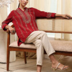 Biba Women Geometric Embroidered Daily Straight Kurtas
