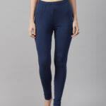 Biba Women Navy Blue Solid Churidar Length Leggings