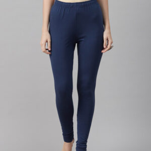 Biba Women Navy Blue Solid Churidar Length Leggings
