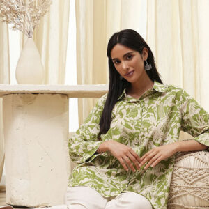Biba Women Standard Relaxed Fit Spread Collar Floral Printed Cotton Casual Shirt