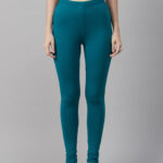 Biba Women Teal Blue Solid Churidar Length Leggings