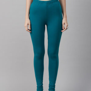 Biba Women Teal Blue Solid Churidar Length Leggings
