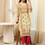 Biba Women Yellow Viscion Rayon Floral Printed Kurta