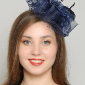 COLOR STYLE Blue Flower Mesh Ribbons Feathers Fedoras Hat