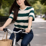 CORSICA Women Cottan Strip Cottan Tshirts