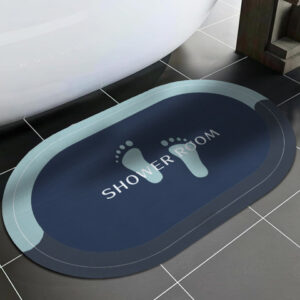 Cortina Black & Blue Printed Non-Slip Bath Mat
