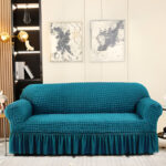 Cortina Non-Slip & Stretchable Checkered Polyester Straight 3 Seater Sofa Cover-33x71x33In
