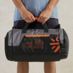 CULT Grey & Orange Printed Duffel Bag With Shoe Compartment