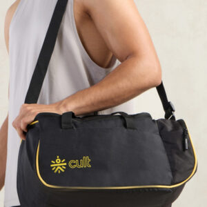CULT Yellow 25 Litre Gym Duffle Bag Black Unisex with Multipockets