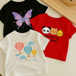 DAMN GUD DG Girls Pack of 3 Printed Cotton T-shirt