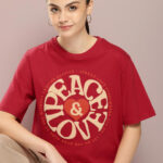 DILLINGER Women Graphic Printed Embossed Oversized T-shirt